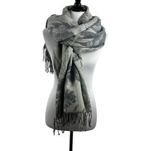 Primo Filo‎ Italia Oversized Reversible Shawl Scarf Neutral Beige Gray Lagenlook